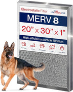 20x30x1 Electrostatic Air Filter, MERV 8, Reusable Furnace AC/HVAC Filter by LifeSupplyUSA