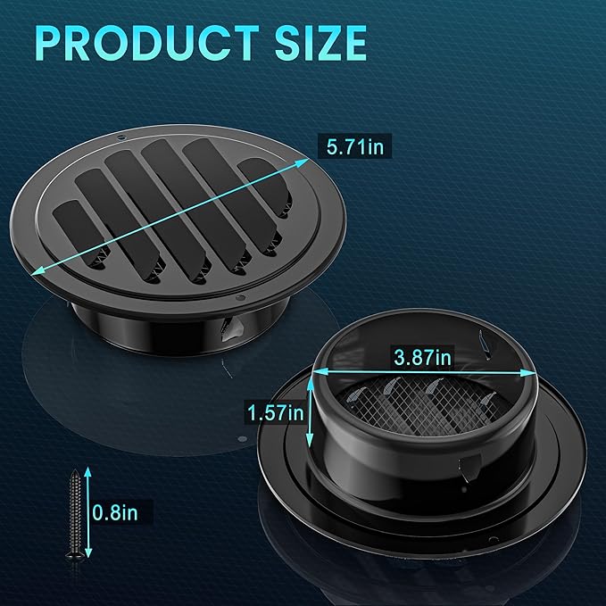 HG Power Stainless Steel Soffit Vents 4 Inch, Louver Soffit Exhaust Vent - Image 2