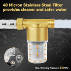 40 Micron Reusable Sediment Filter, Brass Inline Water Filter, Compatible - Image 2