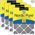 Nordic Pure 16x16x1 Furnace Air Filters MERV 10 Pleated Plus Carbon 4 Pack by NordicPure