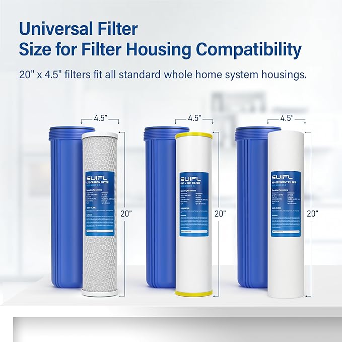 4.5 * 20” 3 Stage Whole House Water Filter Set, Compatible - Image 2