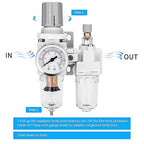 NANPU 1/4" NPT Compressed Air Filter Regulator Lubricator Combo Water/Oil Trap - Image 5
