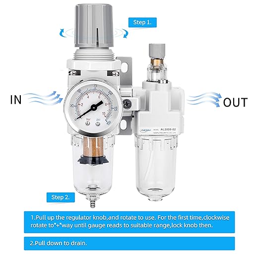 NANPU 1/4" NPT Compressed Air Filter Regulator Lubricator Combo Water/Oil Trap - Image 5