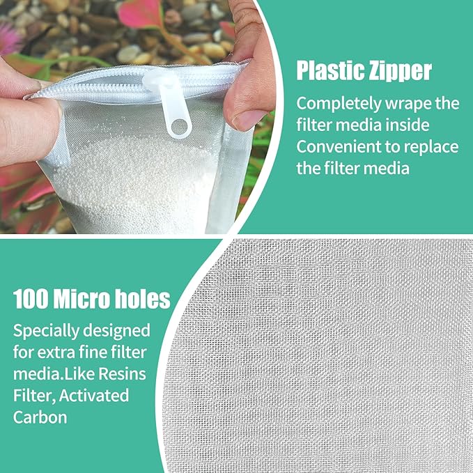 AQUANEAT Aquarium Filter Media Bags 15pcs Fish Tank Extra Fine 100 Micron Mesh - Image 4