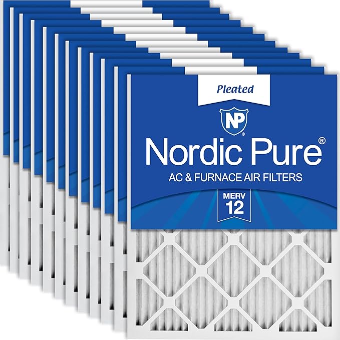 Nordic Pure 16x25x1 Pleated MERV 12 Air Filters 12 Pack by NordicPure