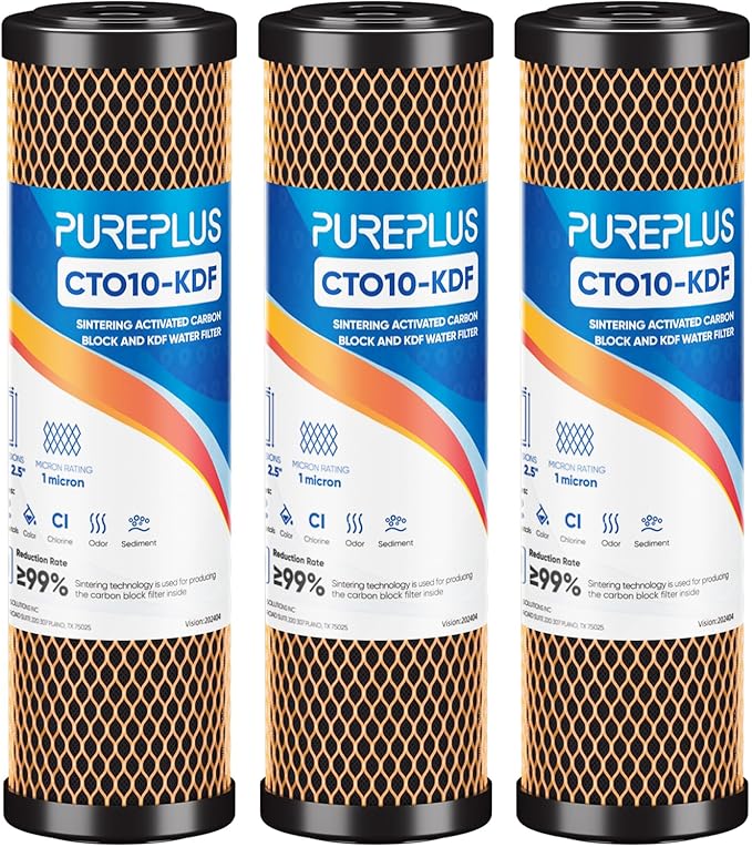 1 Micron 2.5" x 10" Whole House CTO Carbon Water Filter Cartridge Replacement by PUREPLUS