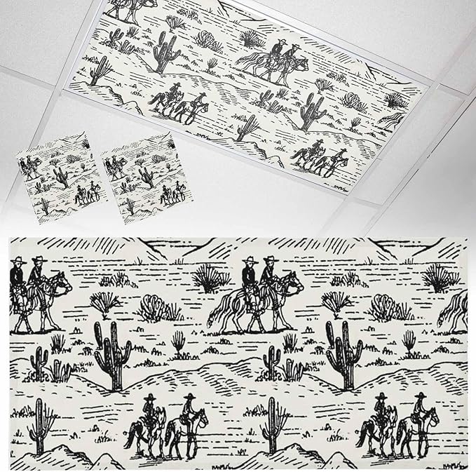 2 Pack Fluorescent Light Cover, Western Cowboys Light Covers by Unknown
