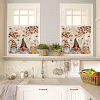 Fall Gnomes Kitchen Curtain Set, Thanksgiving Maple Leaf Rustic Pumpkin Window - Image 4