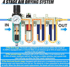 1/2" NPT Heavy Duty Industrial Grade 4 Stage Air Drying System, Auto Drain - Image 3