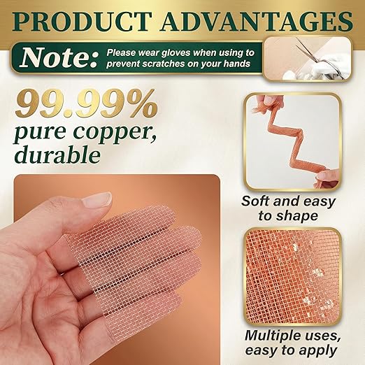 Therwen 12 Inch x 20 ft Copper Mesh Screen 99.9% Pure Copper 40 Mesh Roll Wire - Image 3
