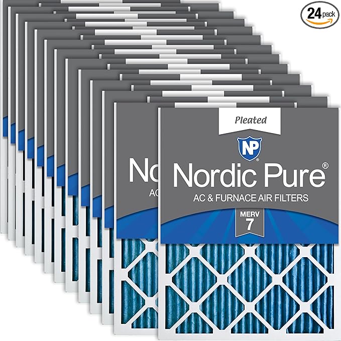 Nordic Pure 16x25x1 Pleated MERV 7 Air Filters 24 Pack by NordicPure