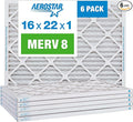 Aerostar 16x22x1 MERV 8 Pleated Air Filter, AC Furnace Air Filter, 6 Pack by AirFiltersDelivered