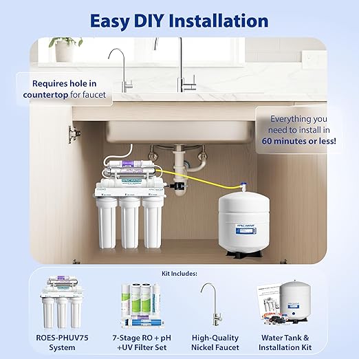 APEC Water System ROES-PHUV75 Essence Series Top Tier Alkaline Mineral pH+ and - Image 3
