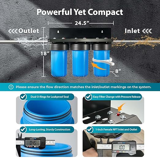 iSpring Whole House Water Filter System, and Odor, 3-Stage Iron Filter Whole - Image 4