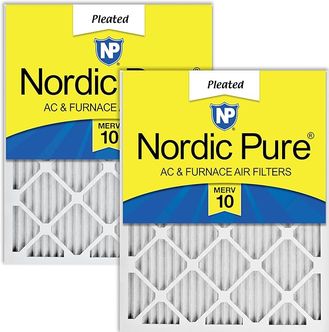 Nordic Pure 16x20x1 Pleated MERV 10 Air Filters 2 Pack by NordicPure