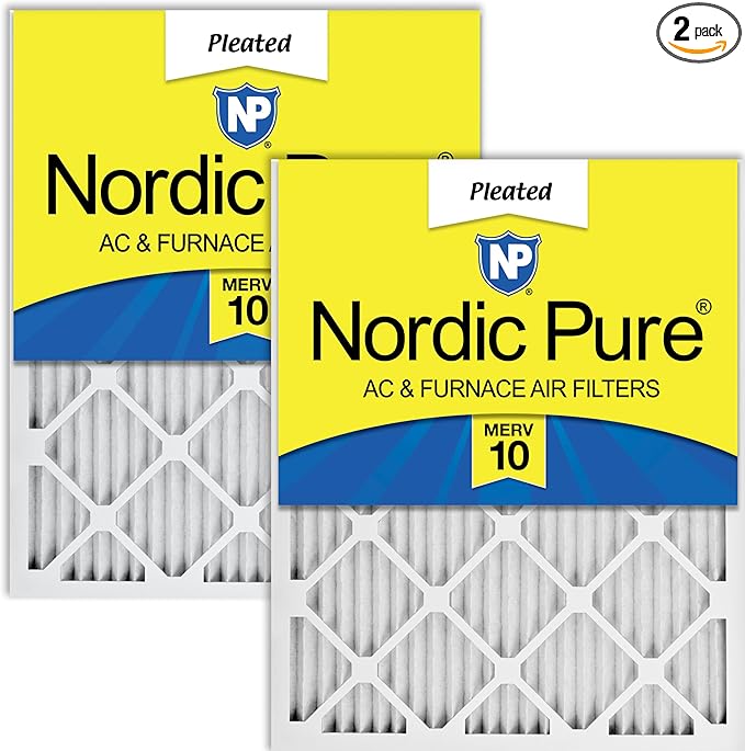 Nordic Pure 20x25x1 Pleated MERV 10 Air Filters 2 Pack by NordicPure
