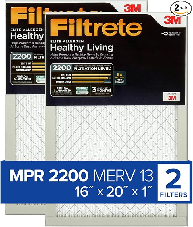 Filtrete 16x20x1 AC Furnace Air Filter, MERV 13, MPR 2200, Elite Allergen by Filtrete