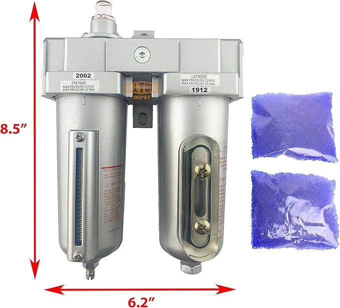 1/2" NPT HEAVY DUTY Industrial Grade 2 Stages Coalescing Filter Desiccant Dryer - Image 2