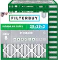 Filterbuy 25x25x2 Air Filter MERV 8 Essential Dust & Allergy Defense, by Filterbuy