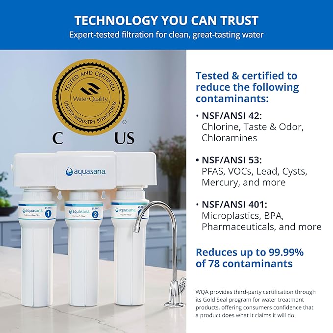 Aquasana Under Sink Water Filter | Certified 3-Stage Max Flow Filtration | - Image 4