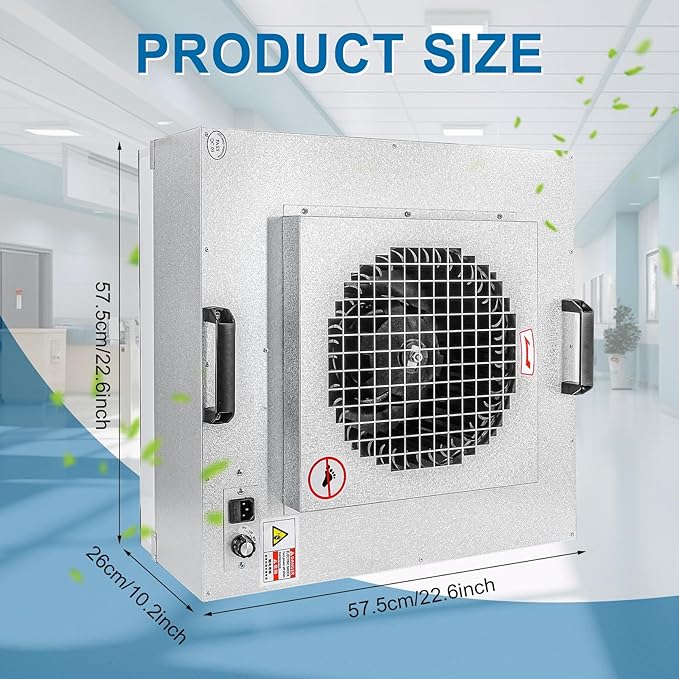 Professional HEPA Laminar Flow Hood, H14 High Efficiency Filter, 22.6x22.6x10.2 - Image 2