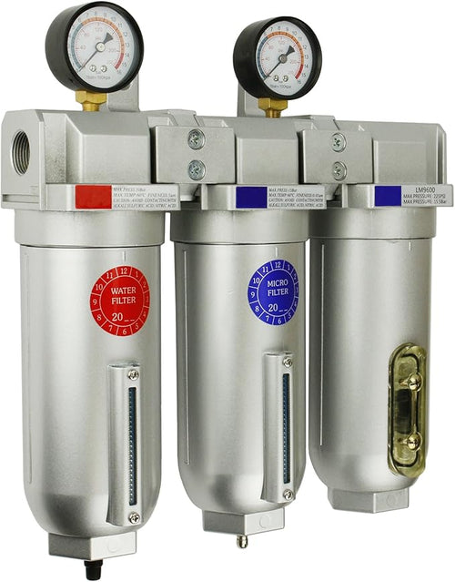 1" Inline Compressed Air Filter Desiccant Dryer Moisture Separator Trap Combo - Image 2