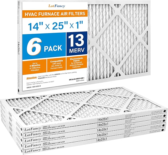 LotFancy 14x25x1 Air Filter MERV 13 6-Pack, Electrostatic Pleated HVAC Furnace - Image 9