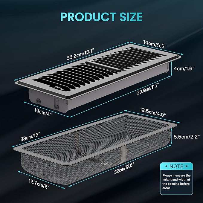 Floor Register 4 x 12 Inch, HG Power 1 Pack Heavy Duty Floor Vent Covers - Image 4