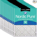 Nordic Pure 18x25x1 Pleated Air Filters MERV 14 Plus Carbon 12 Pack by NordicPure