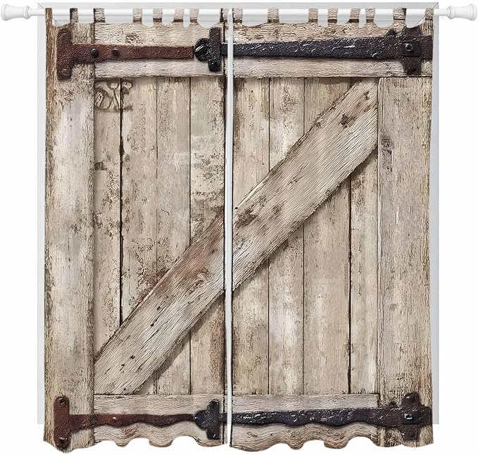 Farmhouse Wood Grain Living Room Curtains 96 Inch Length, Window Curtains Tab by Unknown