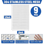 9 Pack 304 Stainless Steel Mesh Screen, Rust Free Woven Wire Mesh, Metal Mesh - Image 2