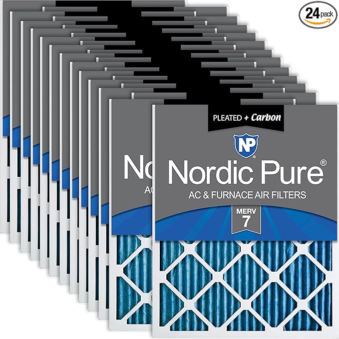 Nordic Pure 18x18x1 Pleated Air Filters MERV 7 Plus Carbon 24 Pack by NordicPure