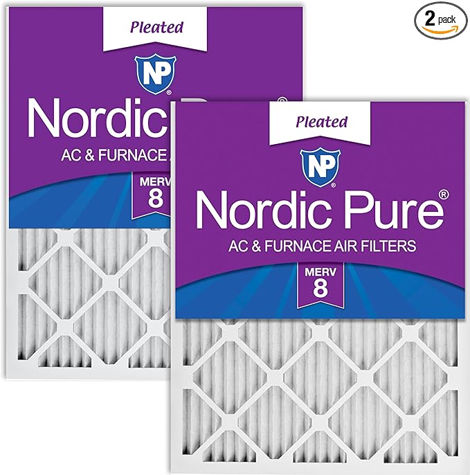 Nordic Pure 12x20x1 Pleated MERV 8 Air Filters 2 Pack by NordicPure
