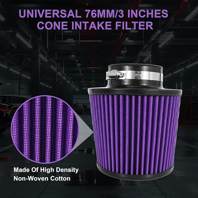 Cold Air Intake Filter High Performance Washable Filter Clamp-On Replacement - Image 6