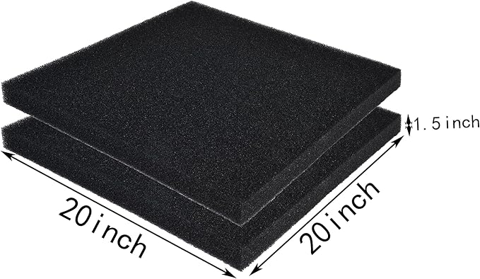 Hipanda 2 Pack Aquarium Bio Filter Sponge Pad 20"x20"x1.5", Bio Filter Media - Image 2