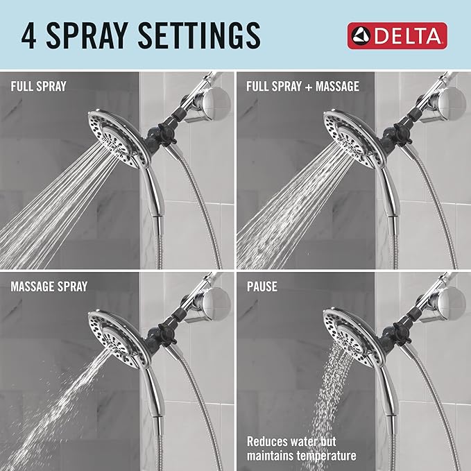 Delta Faucet 4-Setting In2ition 2-in-1 Dual Shower Head - Image 6