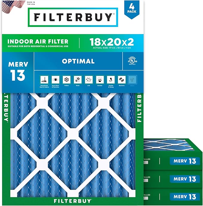 Filterbuy 18x20x2 Air Filter MERV 13 Optimal Smoke & Allergy Defense, by Filterbuy