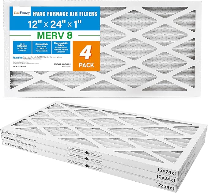 LotFancy 12x24x1 Air Filter MERV 8 4-Pack, Electrostatic Pleated Furnace & AC - Image 9