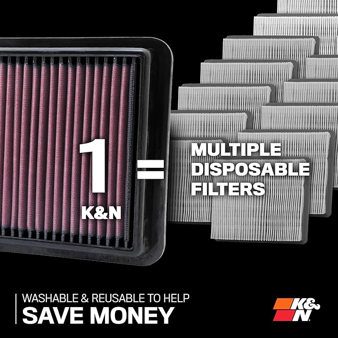 K&N Engine Air Filter: Increase Power & Acceleration, Replacement Car Air - Image 6