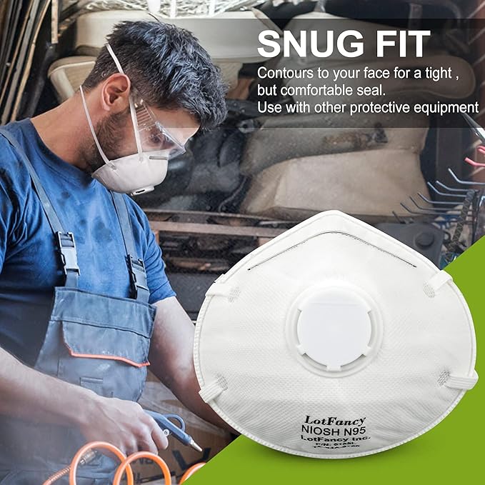 LotFancy NIOSH N95 Mask, Disposable Air Filter Masks Against Dust, Face Mask - Image 5