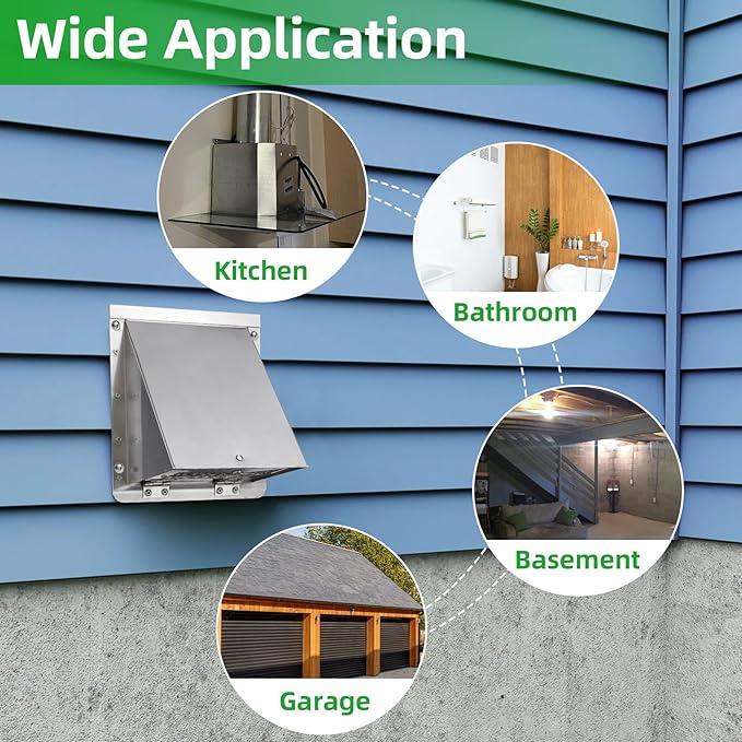 Dryer Vent Cover Outdoor 4 Inch, Dryer Vent Cover Outside, Exterior Hooded Wall - Image 7