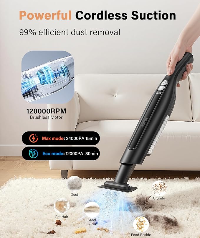 Handheld Vacuum Cordless, 24KPA High Power Car Vacuum - Image 2