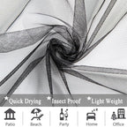 Extra Wide Outdoor Curtains Waterproof Black Voile Mesh Screen Lightweight - Image 6