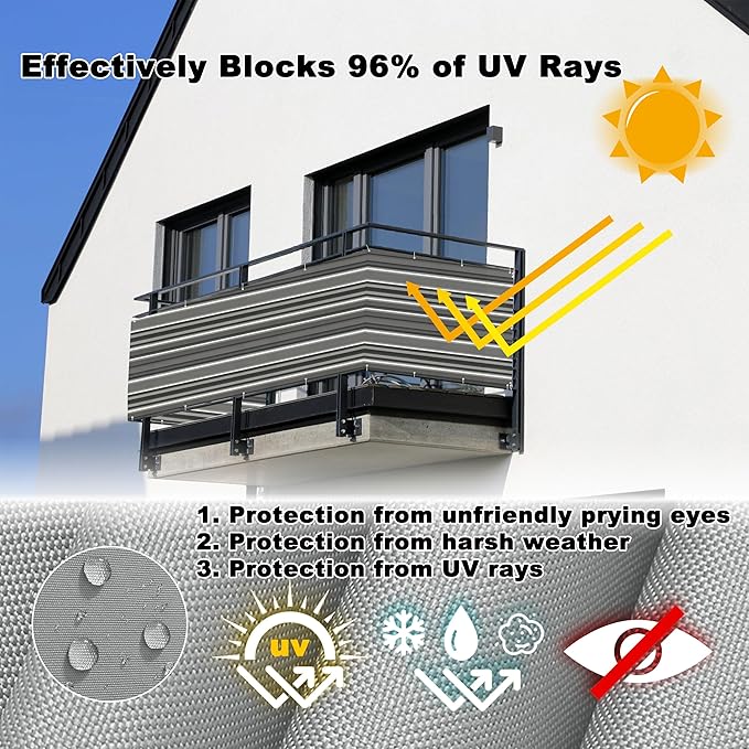 Privacy Screen Protector 3.1' x 23' UV-Protection Wind-Resistant Privacy Screen - Image 4