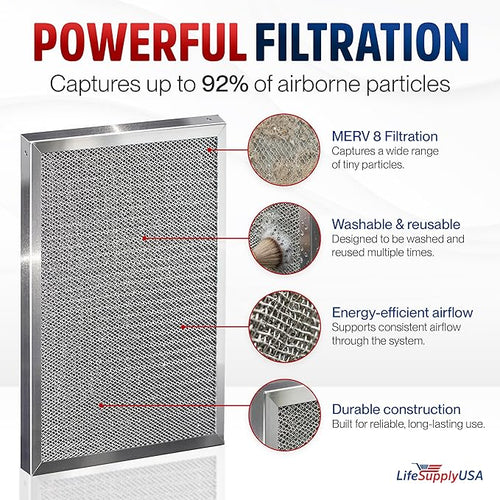 16x20x1 Electrostatic Air Filter, MERV 8, Reusable Furnace AC/HVAC Filter - Image 2