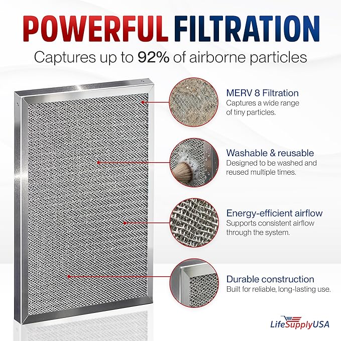 16x25x1 Electrostatic Air Filter, MERV 8, Reusable Furnace AC/HVAC Filter - Image 2