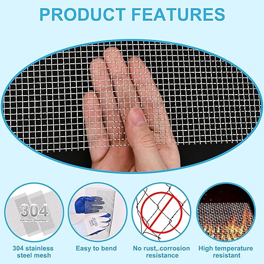 2 Pcs 13x9 5 Mesh 304 Stainless Steel Wire Mesh Sheet, Rustproof Metal Mesh - Image 6