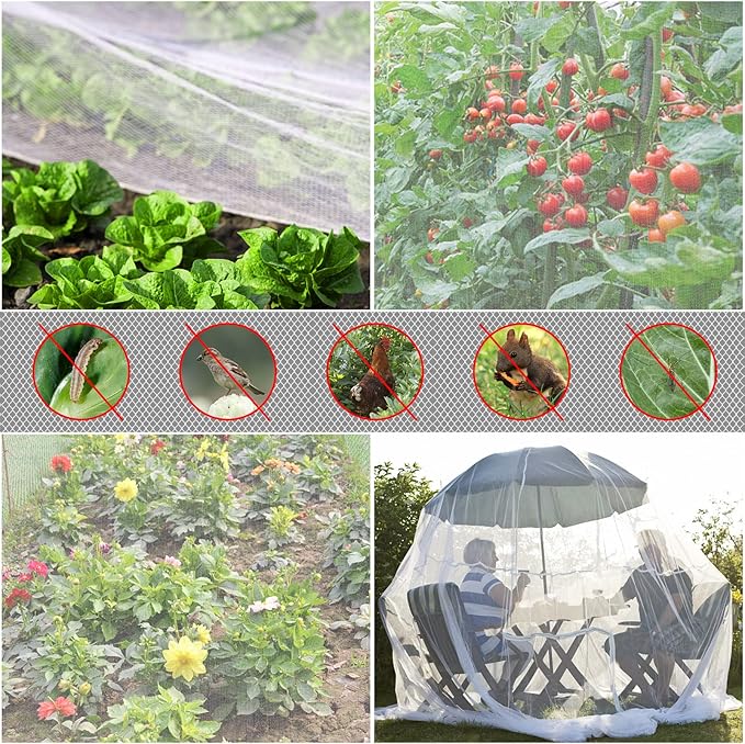 Garden Netting, 10x50 FT Ultra Fine Mesh Netting Pest Barrier Protection Bird - Image 2