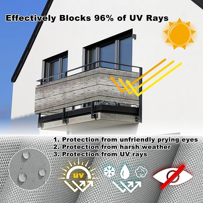 Privacy Fence 4.3' x 16.4' UV-Protection Wind-Resistant Balcony Privacy - Image 4