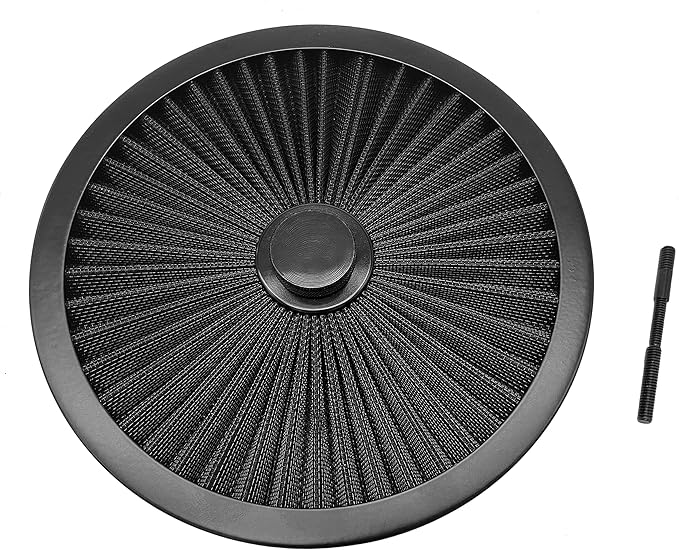 X-AVION Full Flow Round 9''X2'' Air Filter Assembly Kit Black Washable and - Image 3